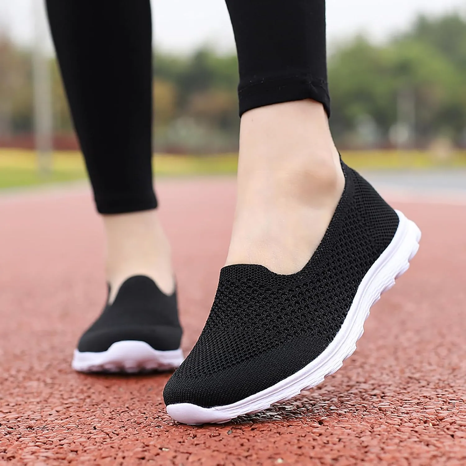 Women's Slip on Walking Knit Loafer Flat Sneaker for Women Lightweight Breathable Walking Shoes