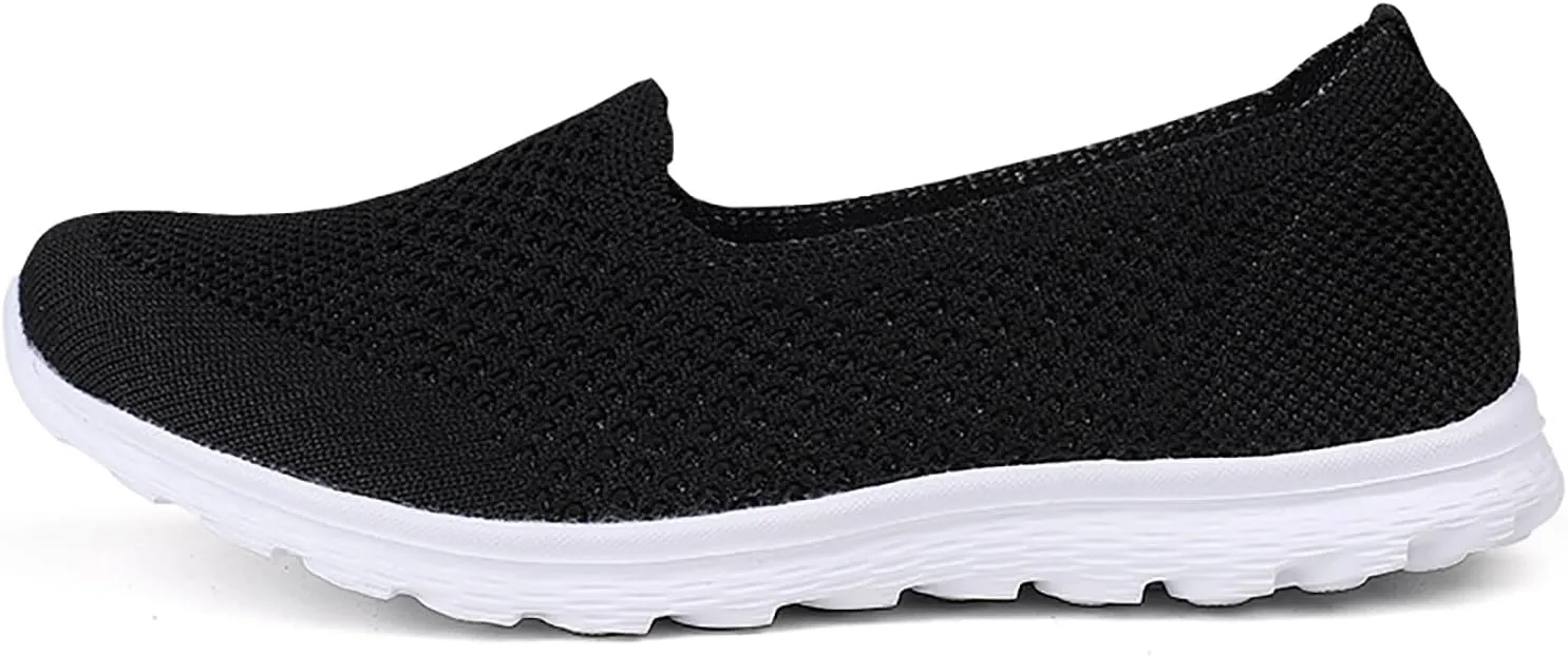 Women's Slip on Walking Knit Loafer Flat Sneaker for Women Lightweight Breathable Walking Shoes