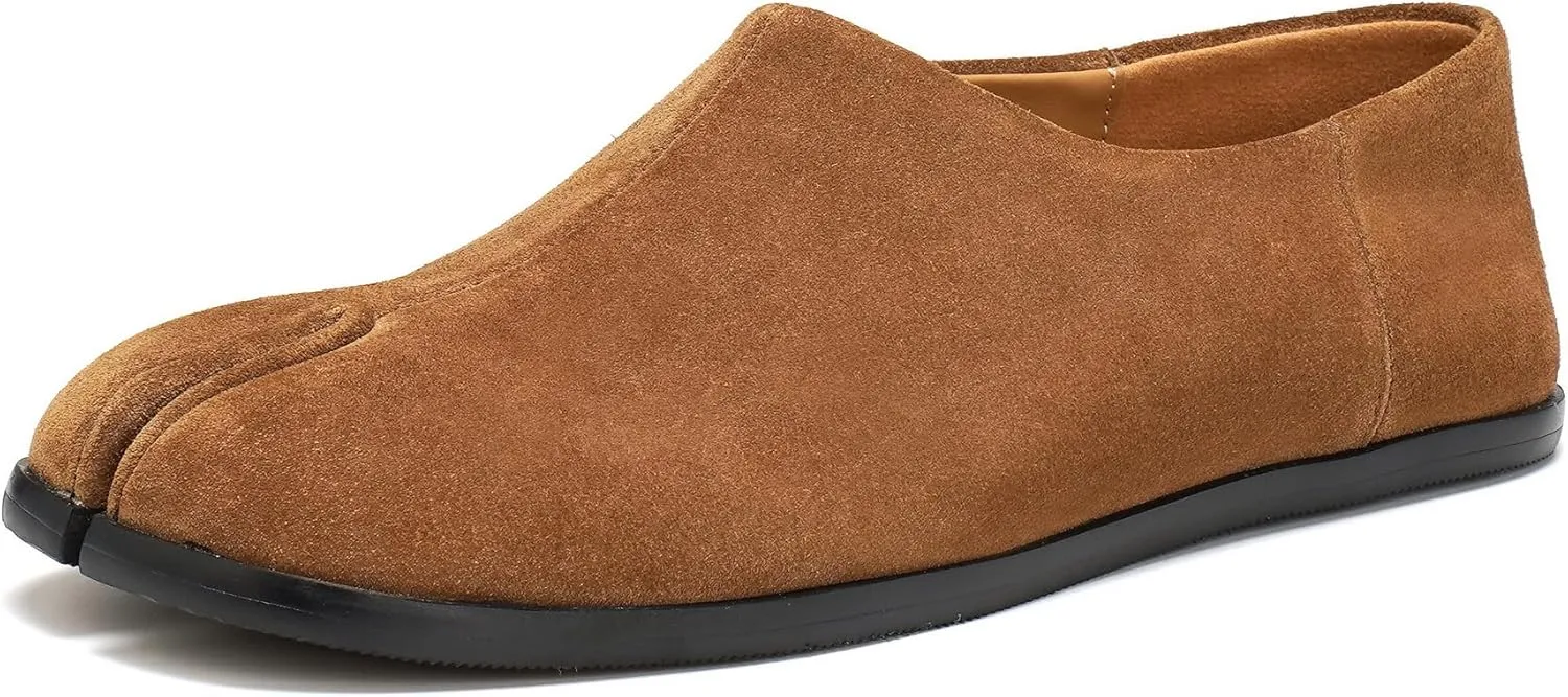 Women's Tabi Leather Loafers Shoes, Split-Toe Slip-On Casual Comfort All-Day Non-Slip Walking Moccasins