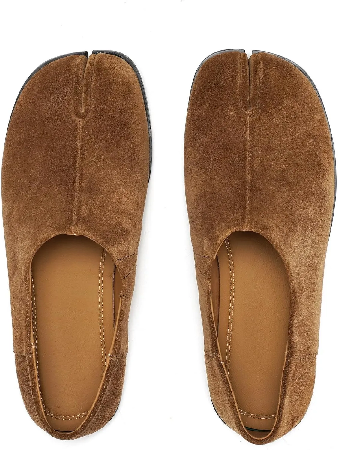 Women's Tabi Leather Loafers Shoes, Split-Toe Slip-On Casual Comfort All-Day Non-Slip Walking Moccasins