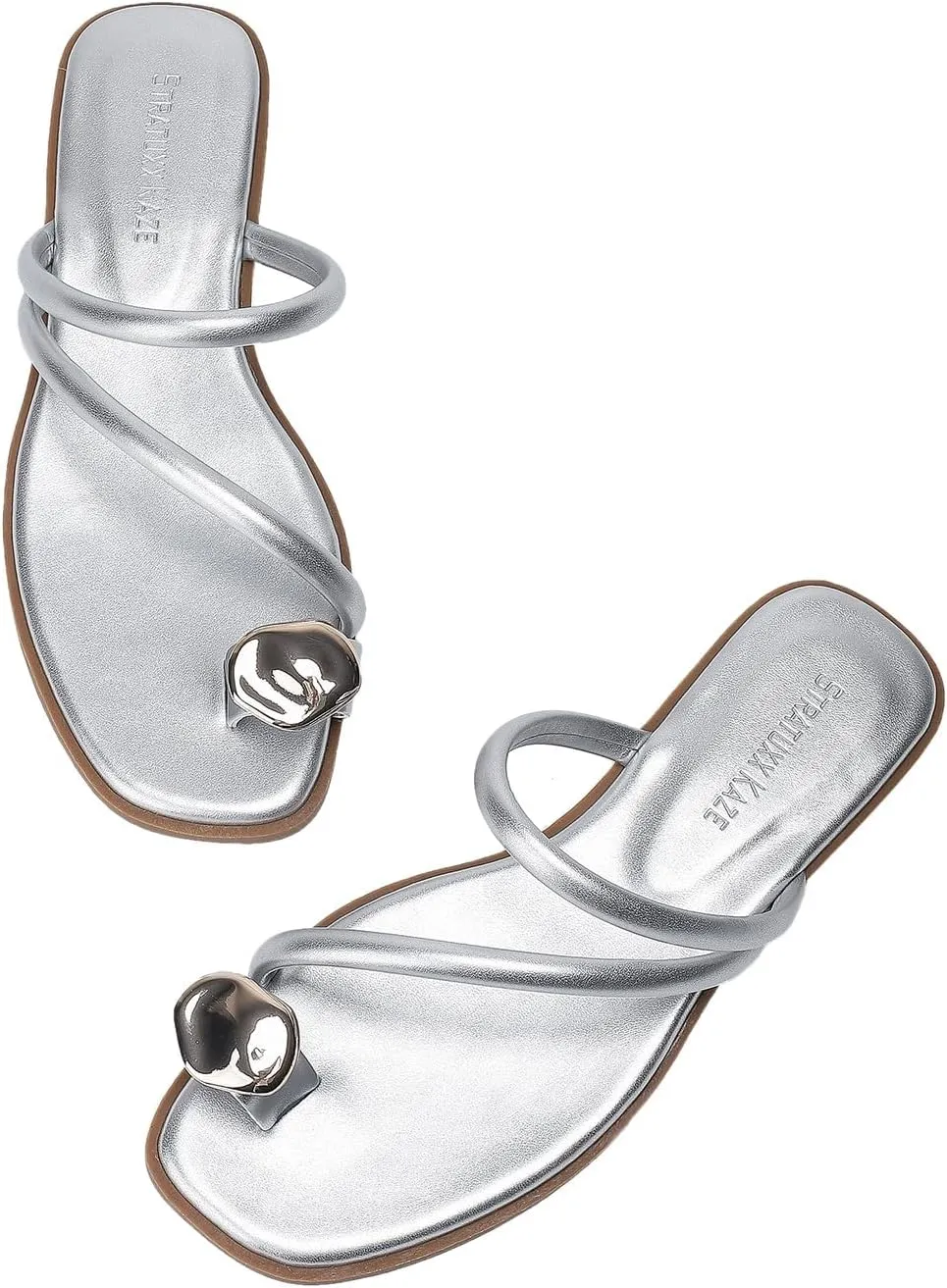 Women's Toe Ring Thong Sandals Open Toe Slide Flat Sandals Casual Summer Flip Flop Flat Sandals