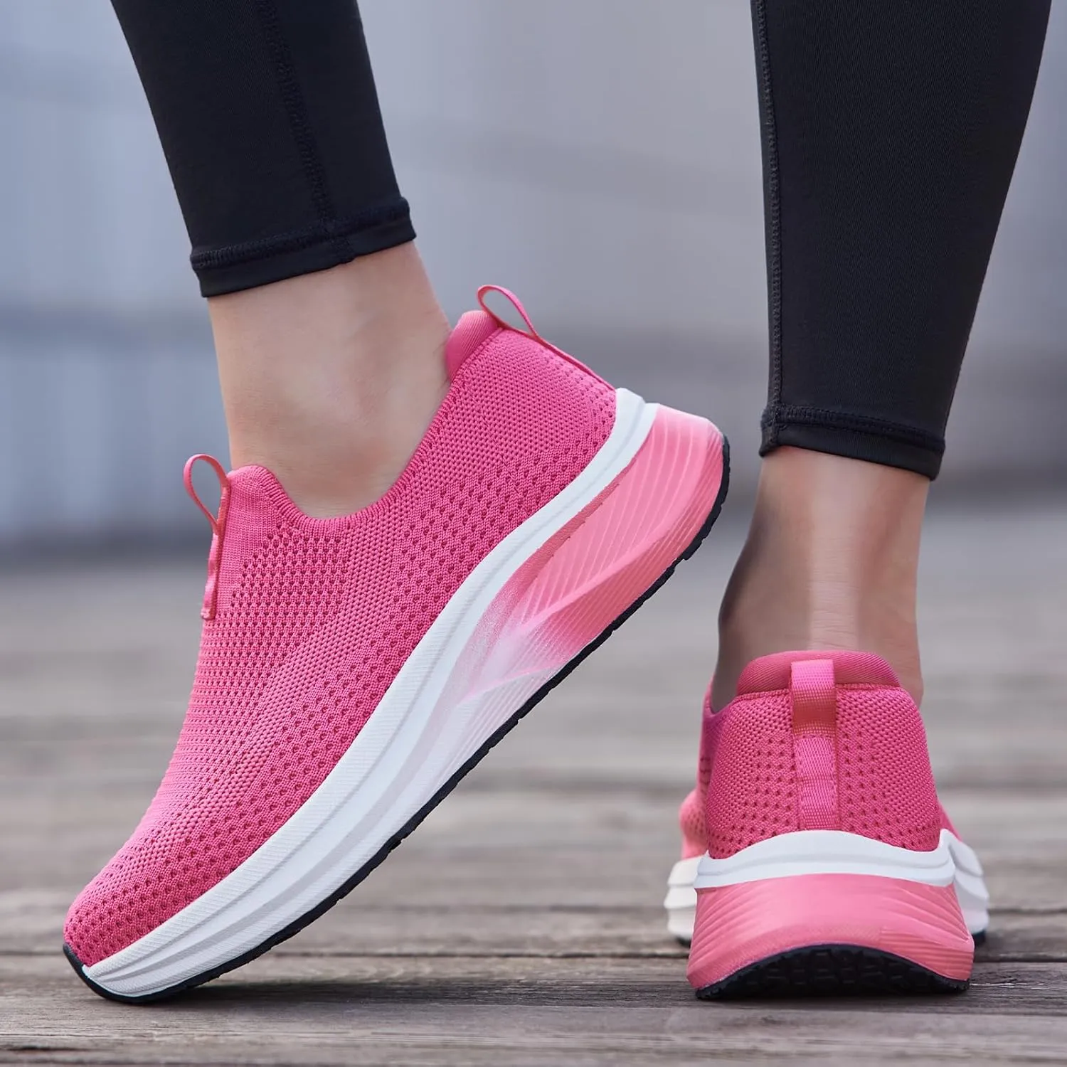 Women's Wide Non-Slip Walking Shoes Lightweight Breathable Sock Sneakers Casual Athletic Tennis Shoes Comfortable Slip On Shoes