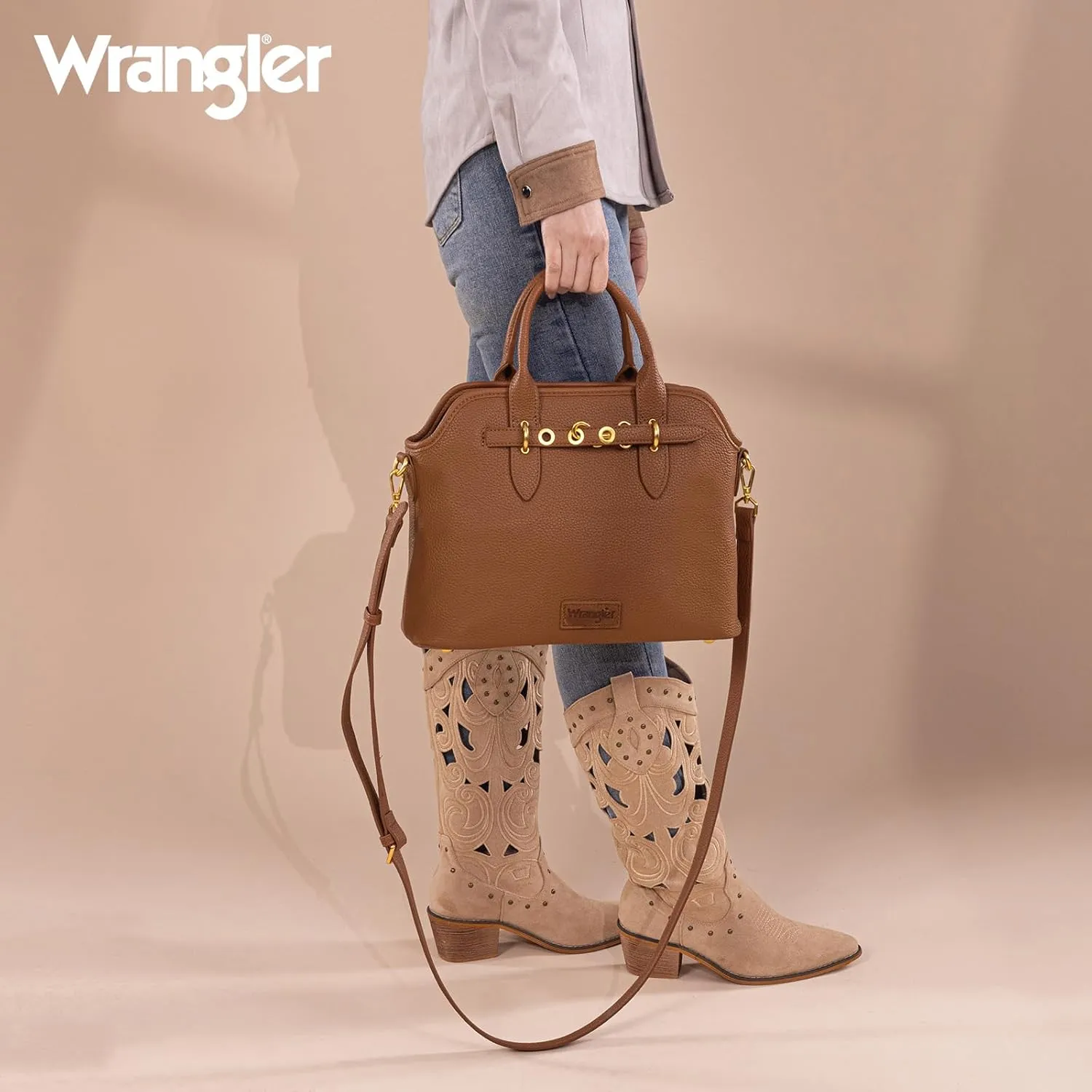 Wrangler Tote Bags for Women Medium Crossbody Purse for Ladies Soft Designer Top-handle Handbags