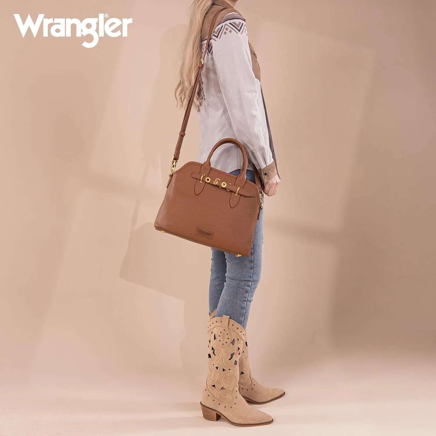 Wrangler Tote Bags for Women Medium Crossbody Purse for Ladies Soft Designer Top-handle Handbags