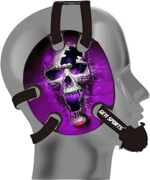 Wrestling Headgear Purple Fire Skull Stickers(Adult)