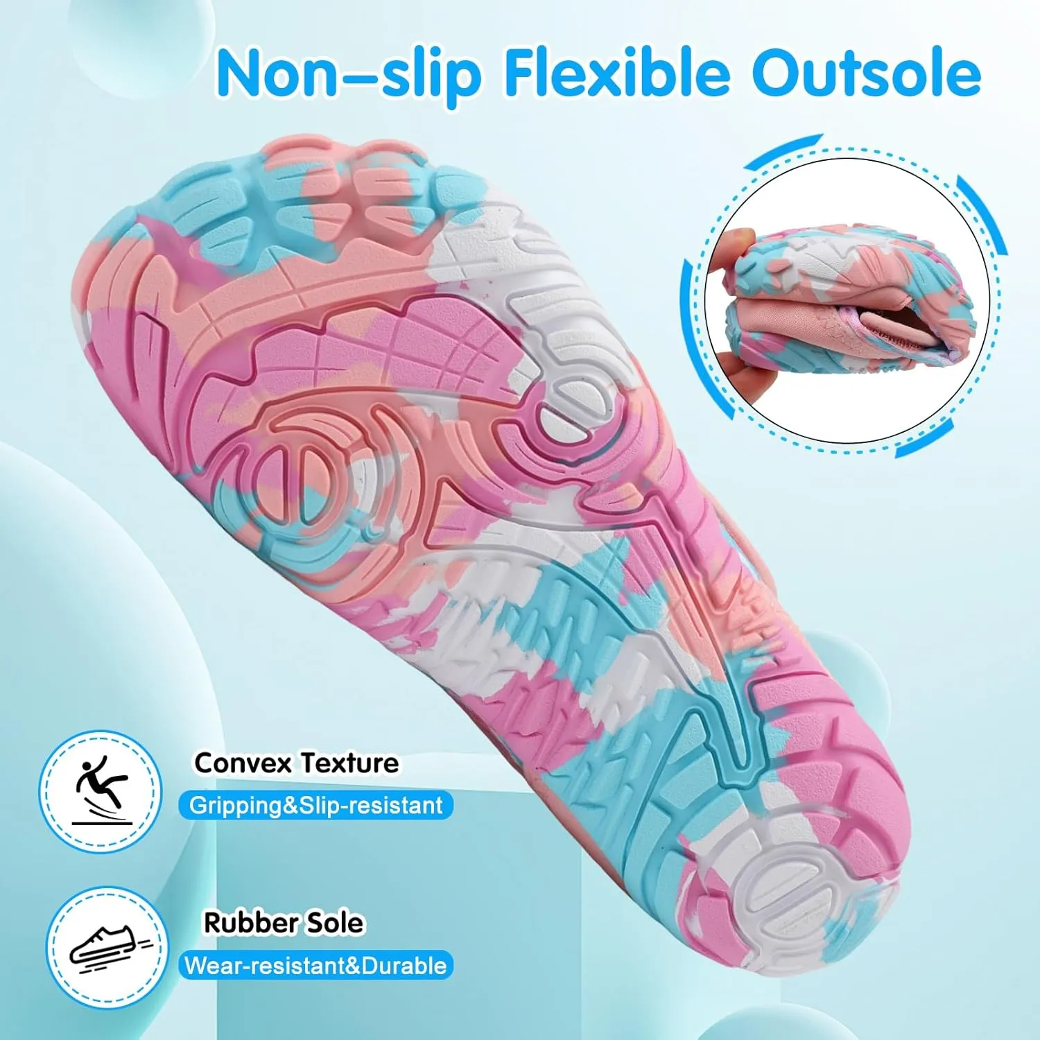 XIHALOOK Water Shoes for Kids Boys Girls Wide Toe Barefoot Quick Dry for Beach Swim Pool Surf Aqua Sports
