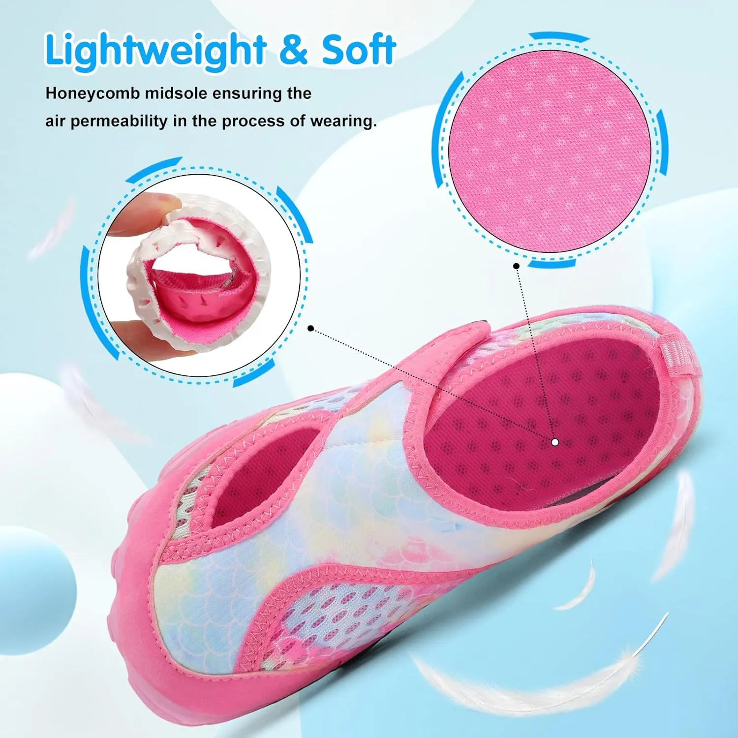 XIHALOOK Water Shoes for Kids Boys Girls Wide Toe Barefoot Quick Dry for Beach Swim Pool Surf Aqua Sports
