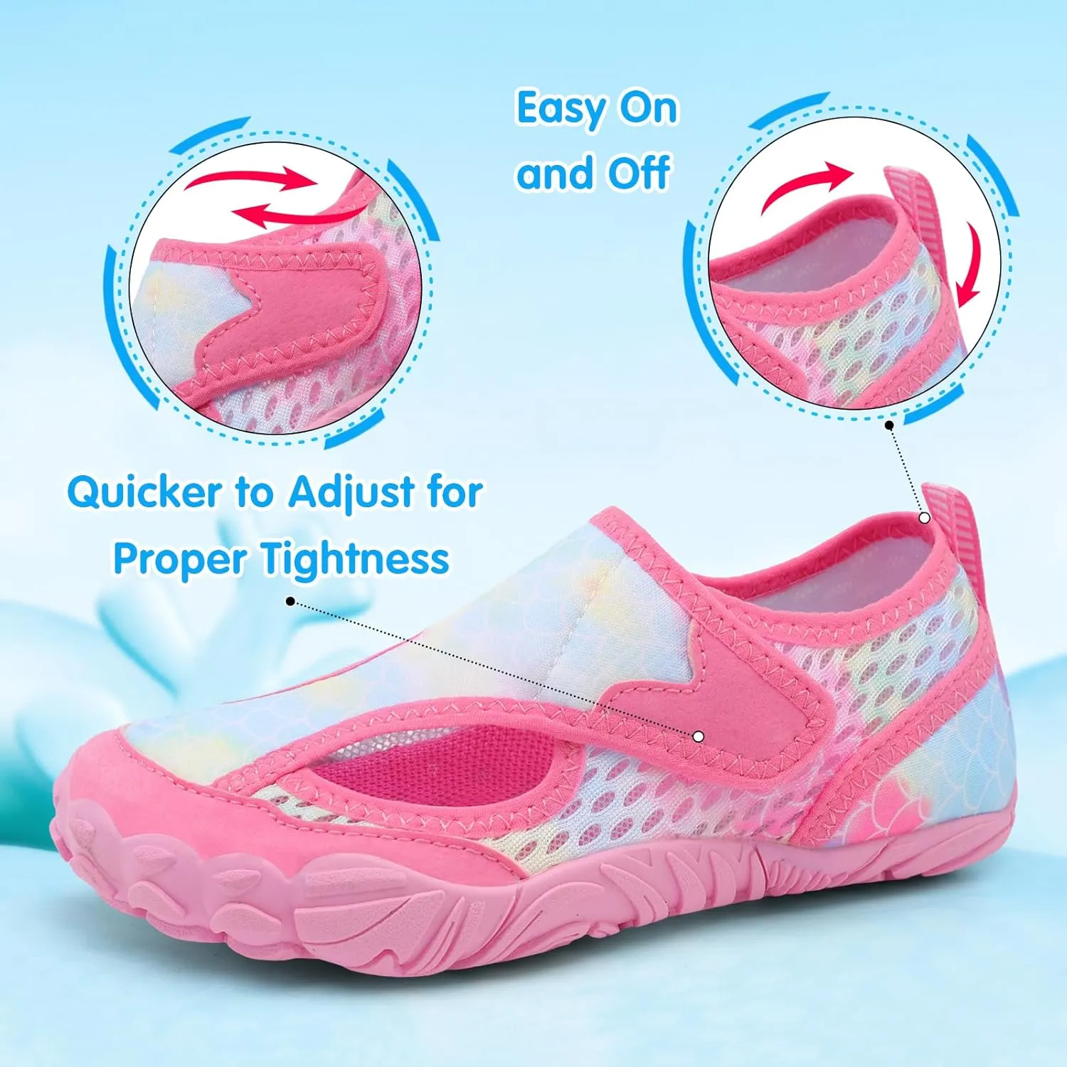 XIHALOOK Water Shoes for Kids Boys Girls Wide Toe Barefoot Quick Dry for Beach Swim Pool Surf Aqua Sports