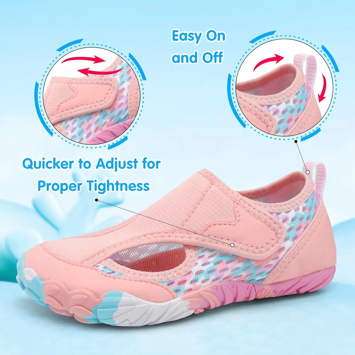 XIHALOOK Water Shoes for Kids Boys Girls Wide Toe Barefoot Quick Dry for Beach Swim Pool Surf Aqua Sports