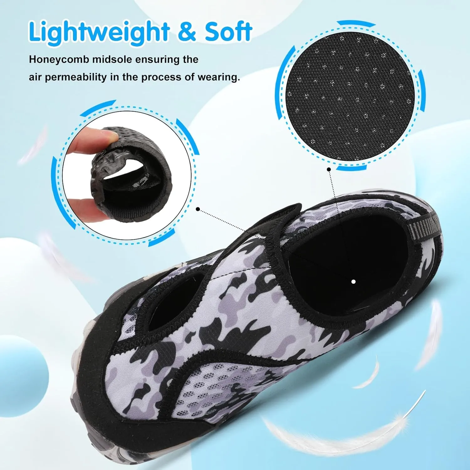 XIHALOOK Water Shoes for Kids Boys Girls Wide Toe Barefoot Quick Dry for Beach Swim Pool Surf Aqua Sports