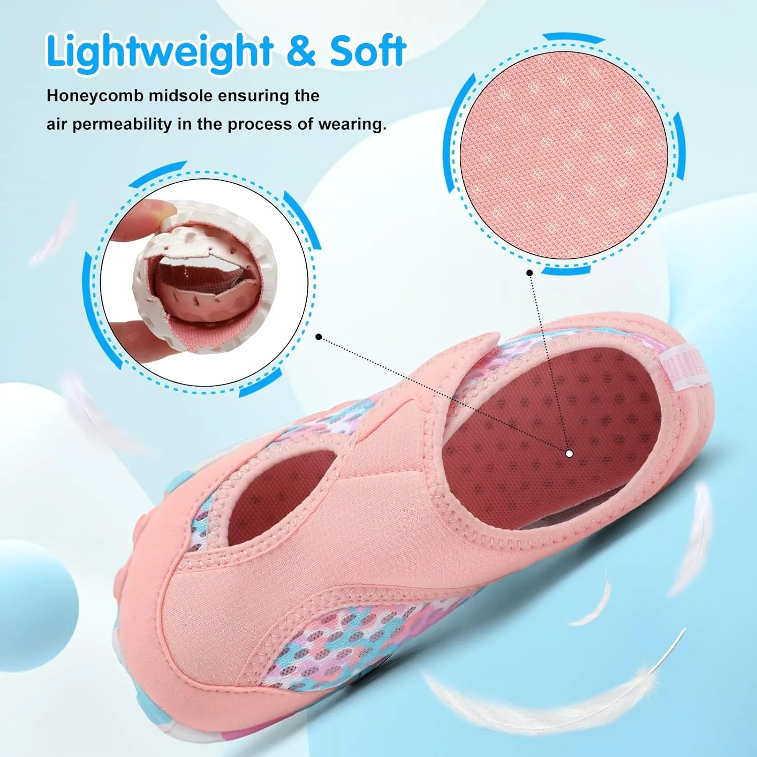 XIHALOOK Water Shoes for Kids Boys Girls Wide Toe Barefoot Quick Dry for Beach Swim Pool Surf Aqua Sports