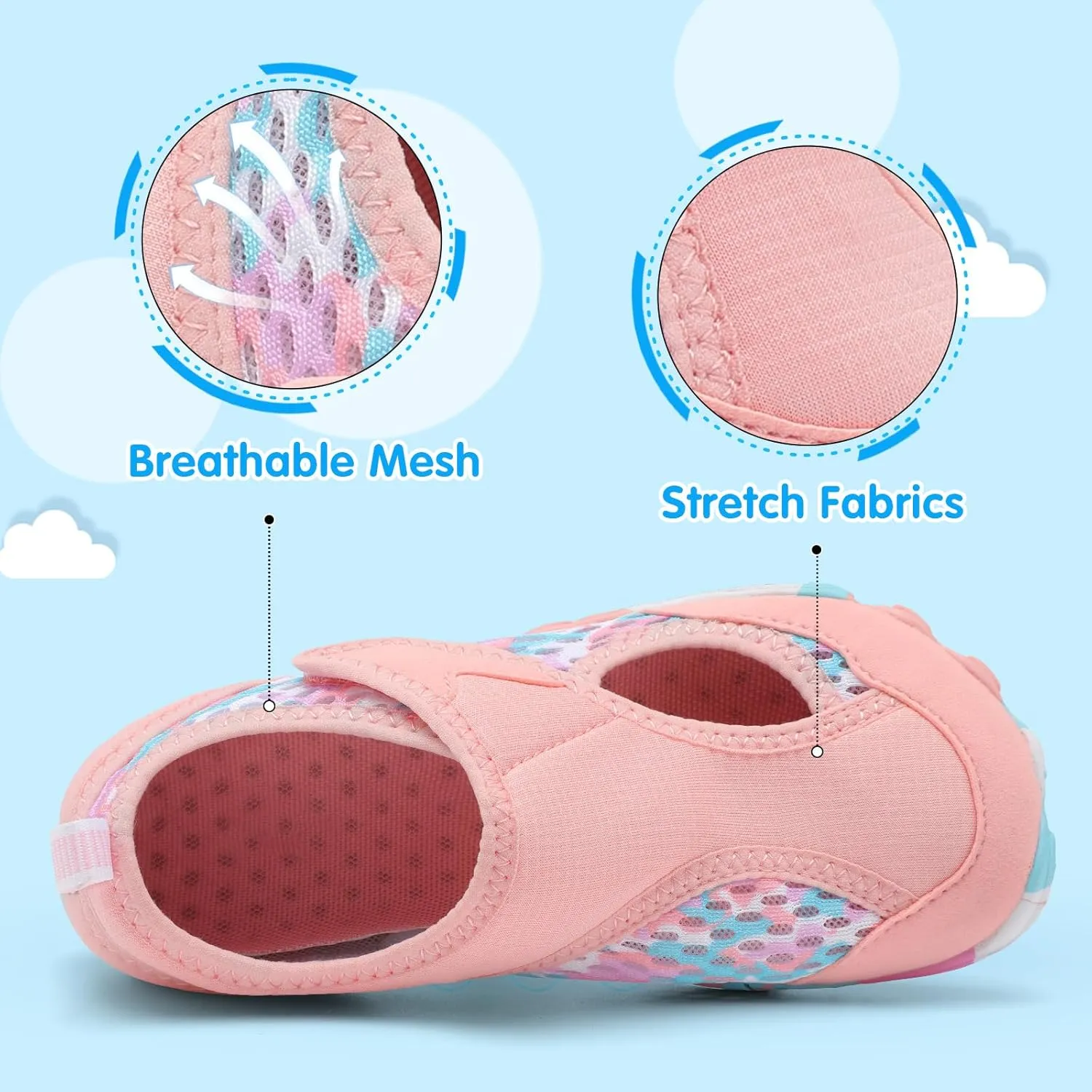 XIHALOOK Water Shoes for Kids Boys Girls Wide Toe Barefoot Quick Dry for Beach Swim Pool Surf Aqua Sports