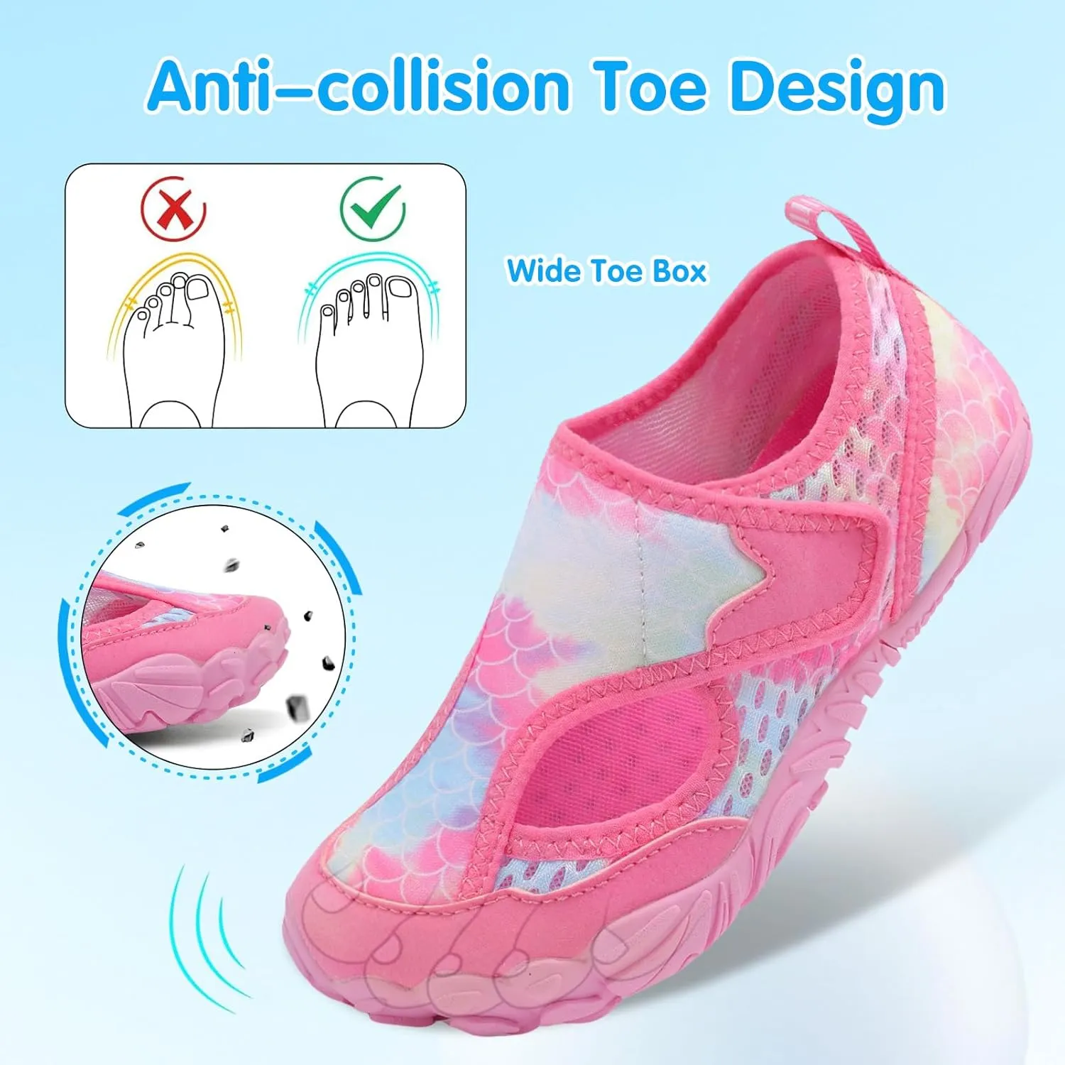 XIHALOOK Water Shoes for Kids Boys Girls Wide Toe Barefoot Quick Dry for Beach Swim Pool Surf Aqua Sports