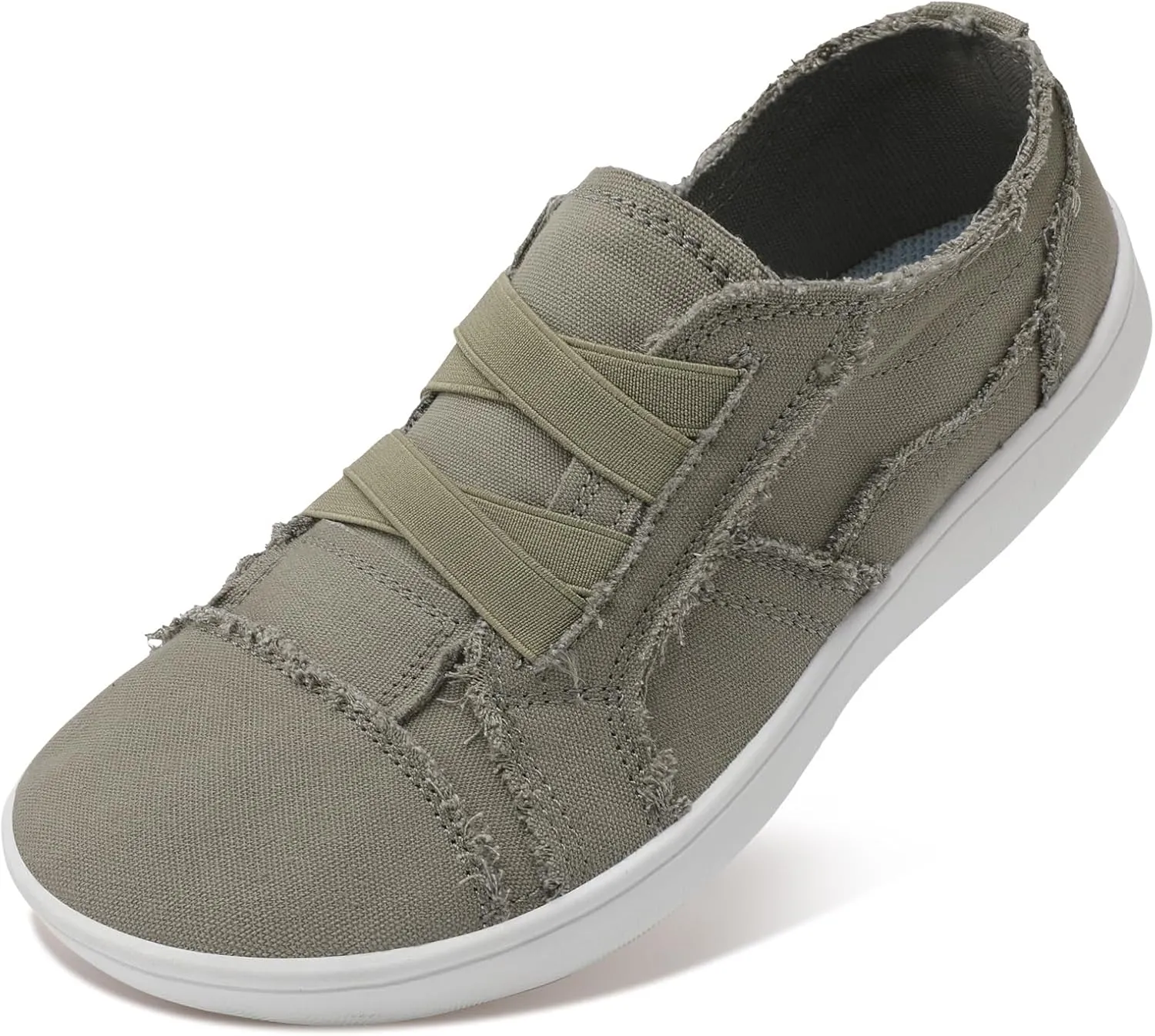 XIHALOOK Women's Canvas Slip-on Shoes Casual Walking Sneakers Wide Toe Barefoot Zero Drop Minimalist Loafer