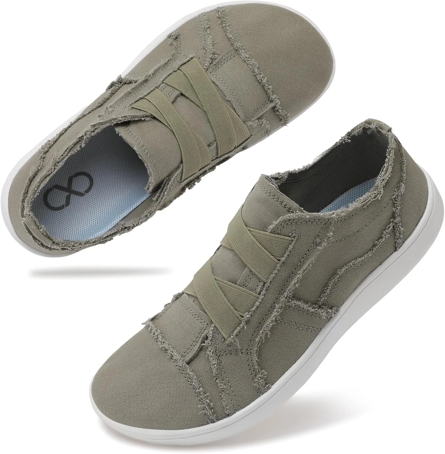 XIHALOOK Women's Canvas Slip-on Shoes Casual Walking Sneakers Wide Toe Barefoot Zero Drop Minimalist Loafer