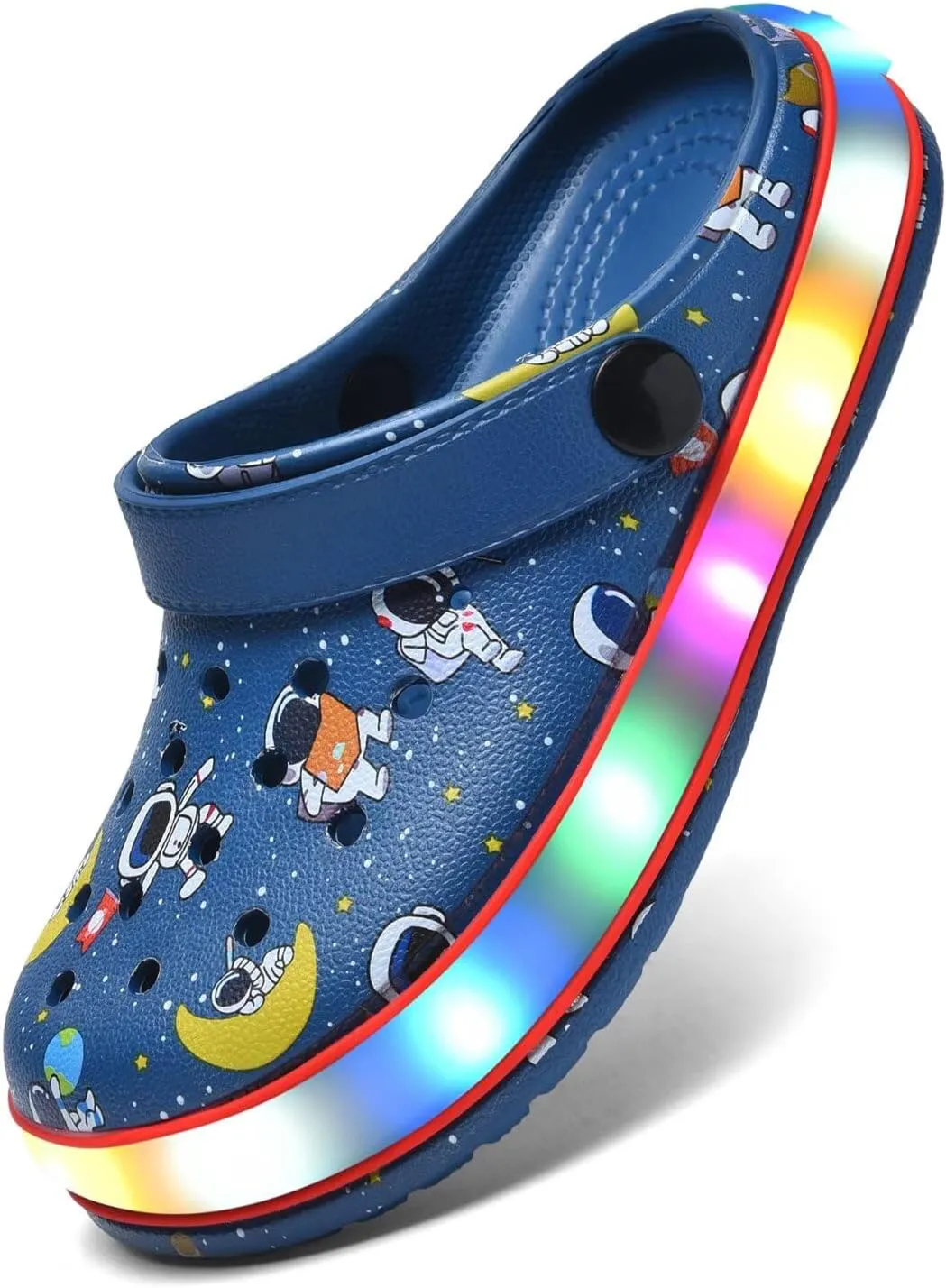 XPKWS Toddler Kids Clogs Boys Girls LED Garden Shoes Light up Sandals Slip on Quick Dry Beach Slippers