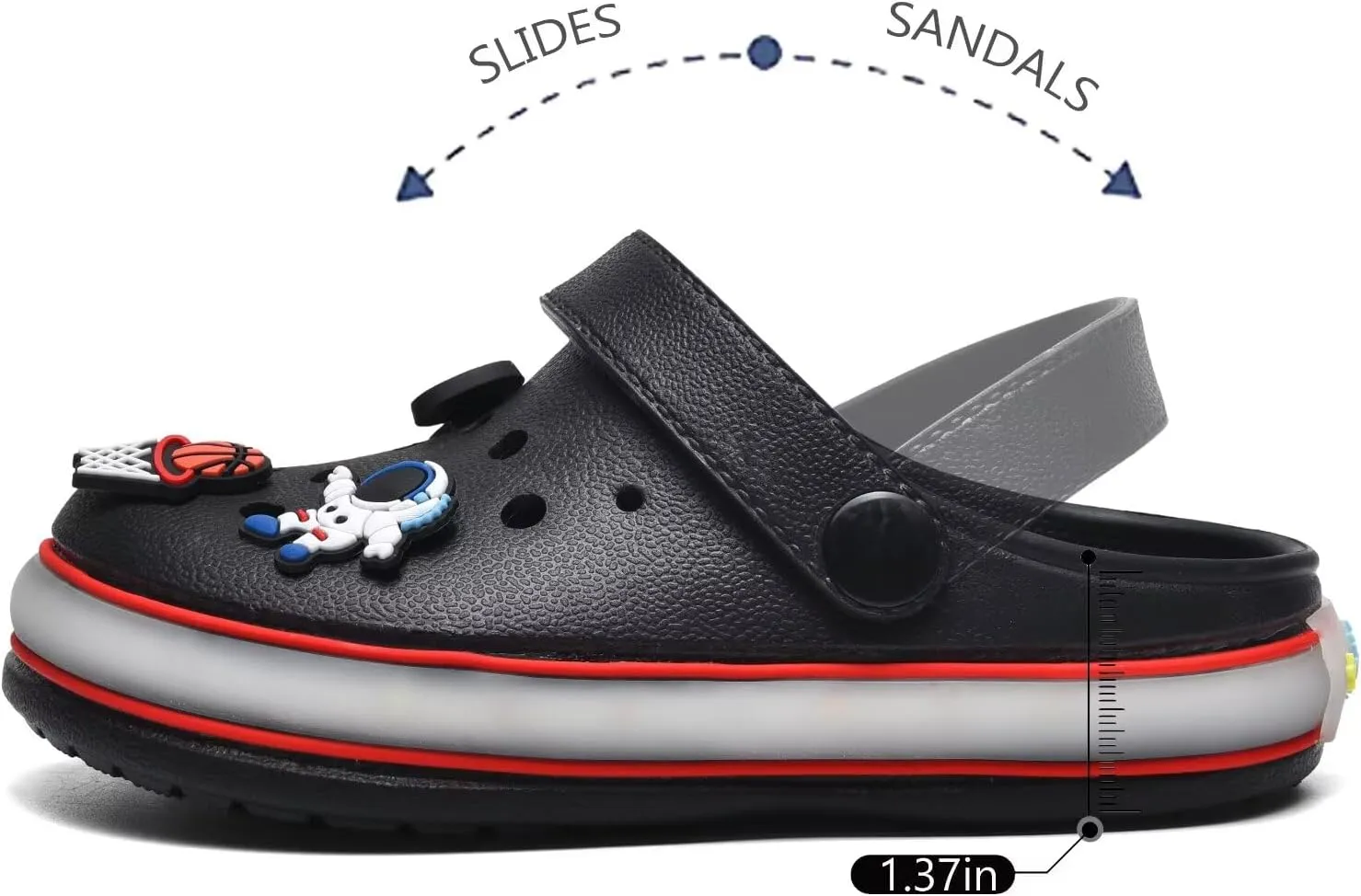 XPKWS Toddler Kids Clogs Boys Girls LED Garden Shoes Light up Sandals Slip on Quick Dry Beach Slippers