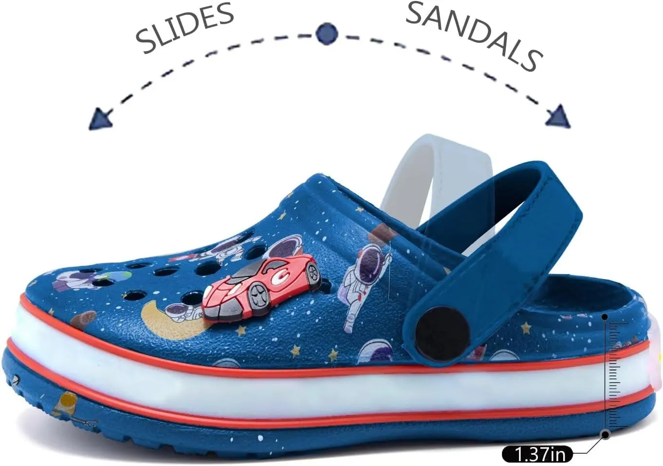 XPKWS Toddler Kids Clogs Boys Girls LED Garden Shoes Light up Sandals Slip on Quick Dry Beach Slippers