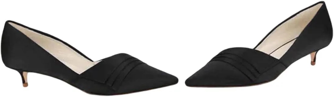 XYD Womens Business Heels for Work Professional Closed Pointy Toe Slip On Kitten Pumps Office Dress Shoes