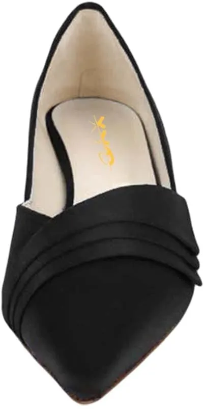 XYD Womens Business Heels for Work Professional Closed Pointy Toe Slip On Kitten Pumps Office Dress Shoes