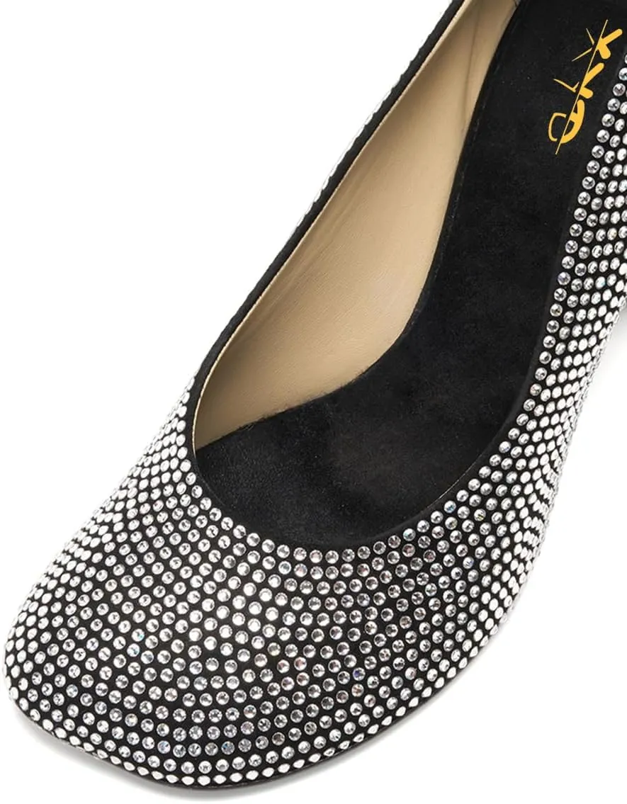 XYD Women's Romantic Rose Heel (100mm) Square Round Toe Slip On Pumps Bridal Formal Event Evening Dress Shoes