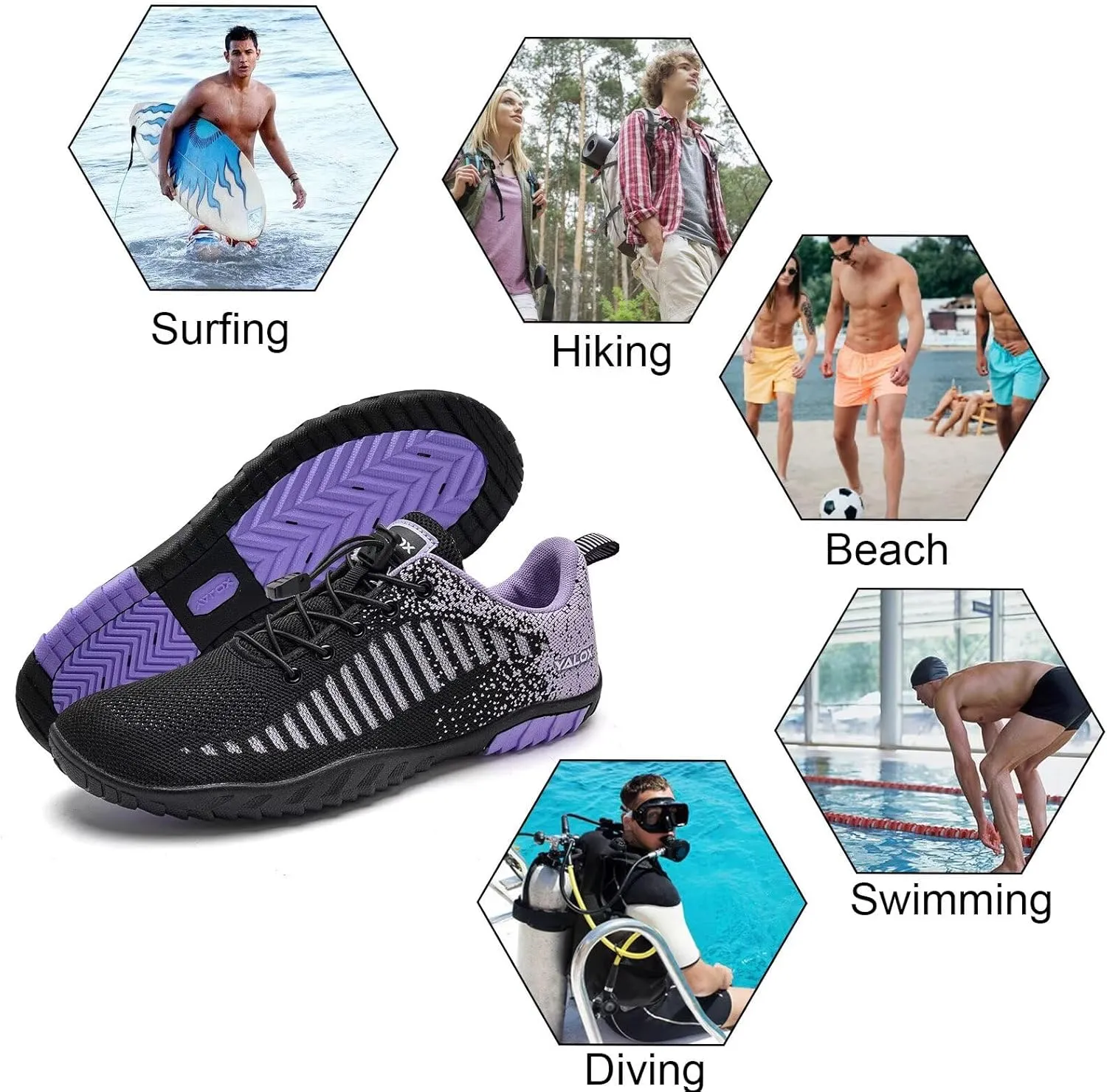 YALOX Water Shoes Men's Women's Swim Shoes Outdoor Beach Barefoot Quick-Dry Aqua Pool Socks Swimming Yoga Surfing Exercise
