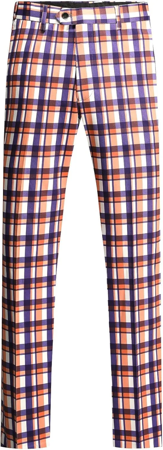 YFFUSHI Men's Plaid Tweed 3 Piece Suit Slim Fit Button Dinner Suit Tuxedo