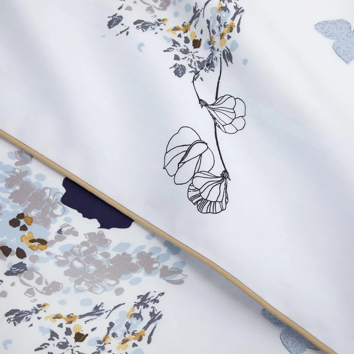 Yves Delorme Eclipses Multicolor Full/Queen 94 x 116 in Flat Sheet - Extra Soft and Warm Luxury Sheets, 100% Natural Organic French Bed Linens - Breathable and Durable
