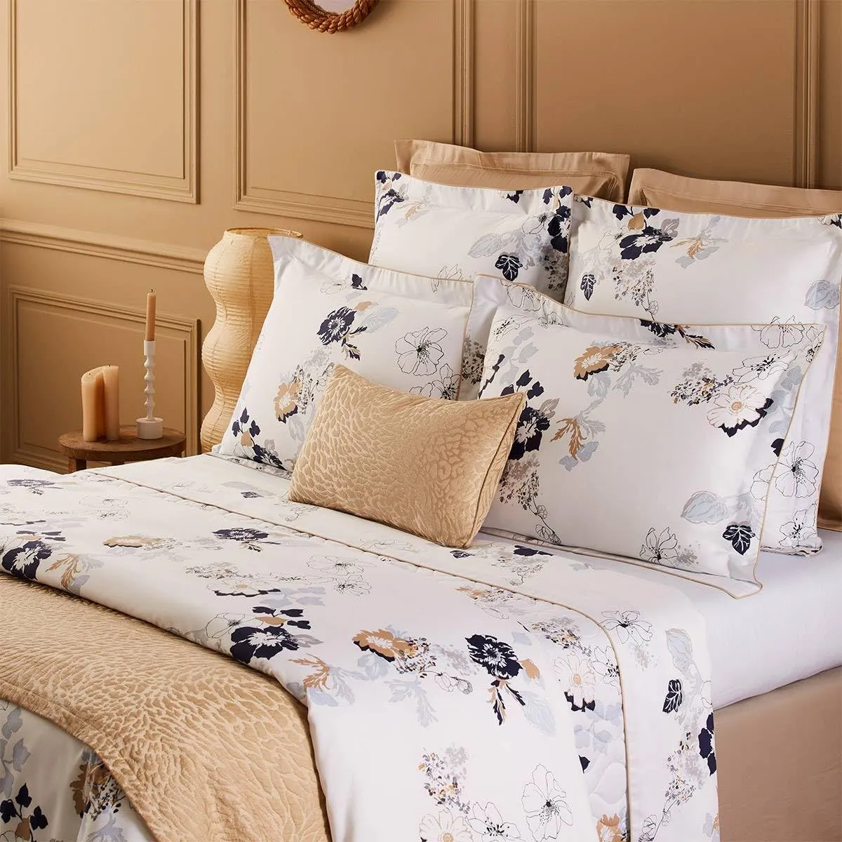 Yves Delorme Eclipses Multicolor Full/Queen 94 x 116 in Flat Sheet - Extra Soft and Warm Luxury Sheets, 100% Natural Organic French Bed Linens - Breathable and Durable