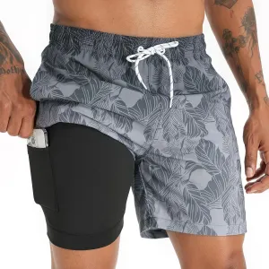 zeetoo Mens Swim Trunks with Compression Liner 5.5" Inseam Swim Shorts Quick Dry Shorts