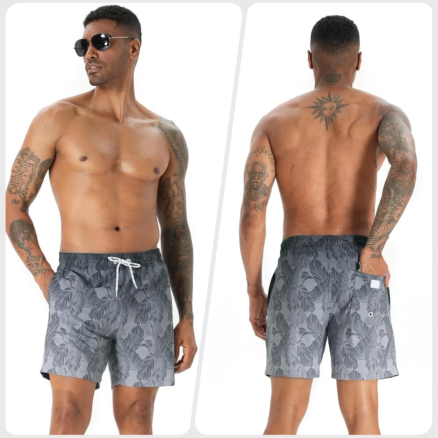 zeetoo Mens Swim Trunks with Compression Liner 5.5" Inseam Swim Shorts Quick Dry Shorts