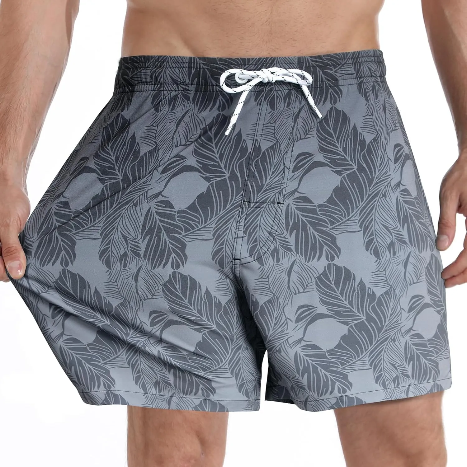 zeetoo Mens Swim Trunks with Compression Liner 5.5" Inseam Swim Shorts Quick Dry Shorts