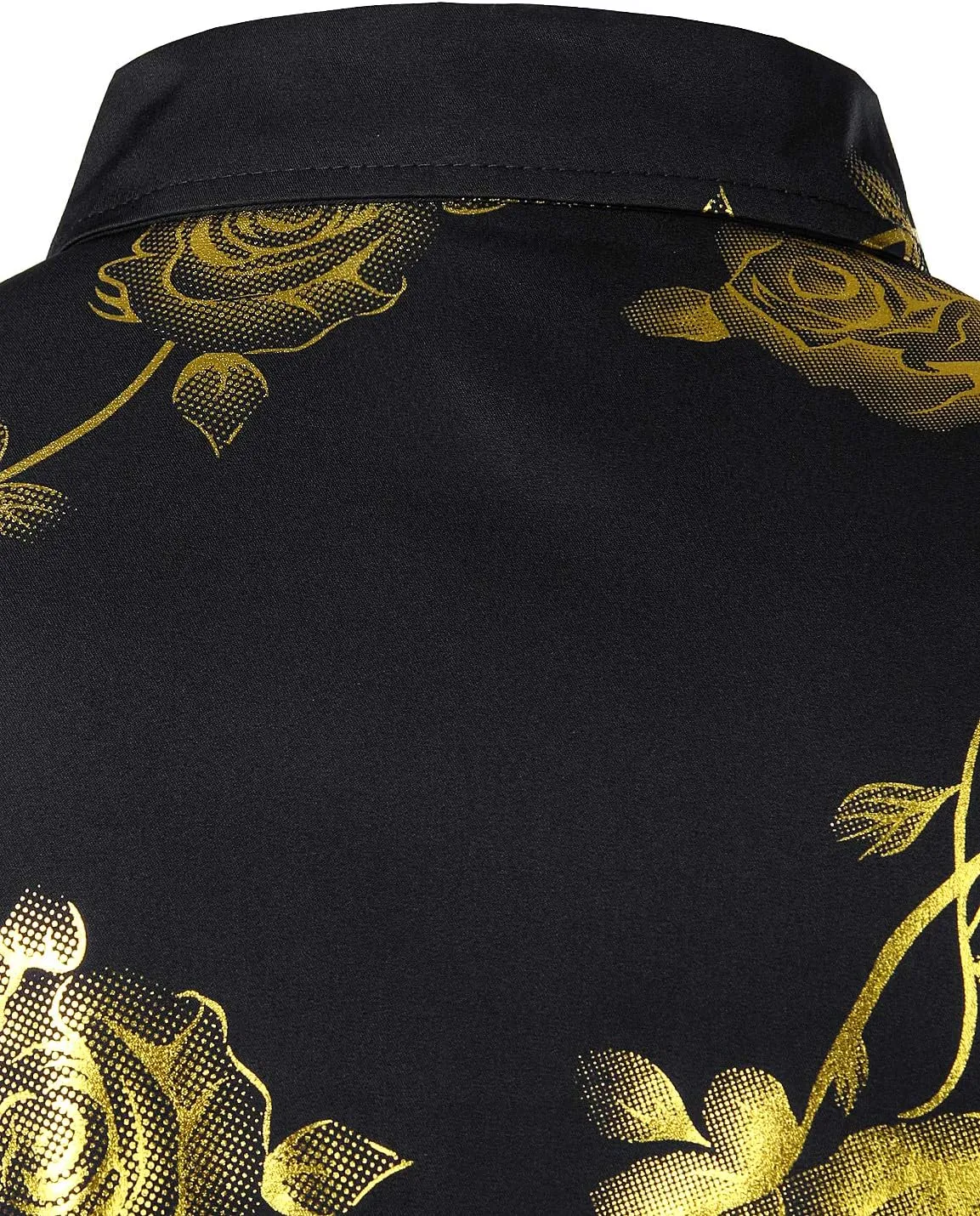 ZEROYAA Mens Hipster 3D Golden Rose Floral Printed Slim Fit Long Sleeve Button Down Dress Shirts