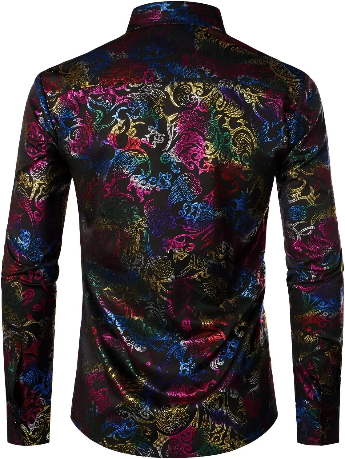 ZEROYAA Men's Luxury Gold Prom Design Slim Fit Long Sleeve Button up Party Dress Shirts