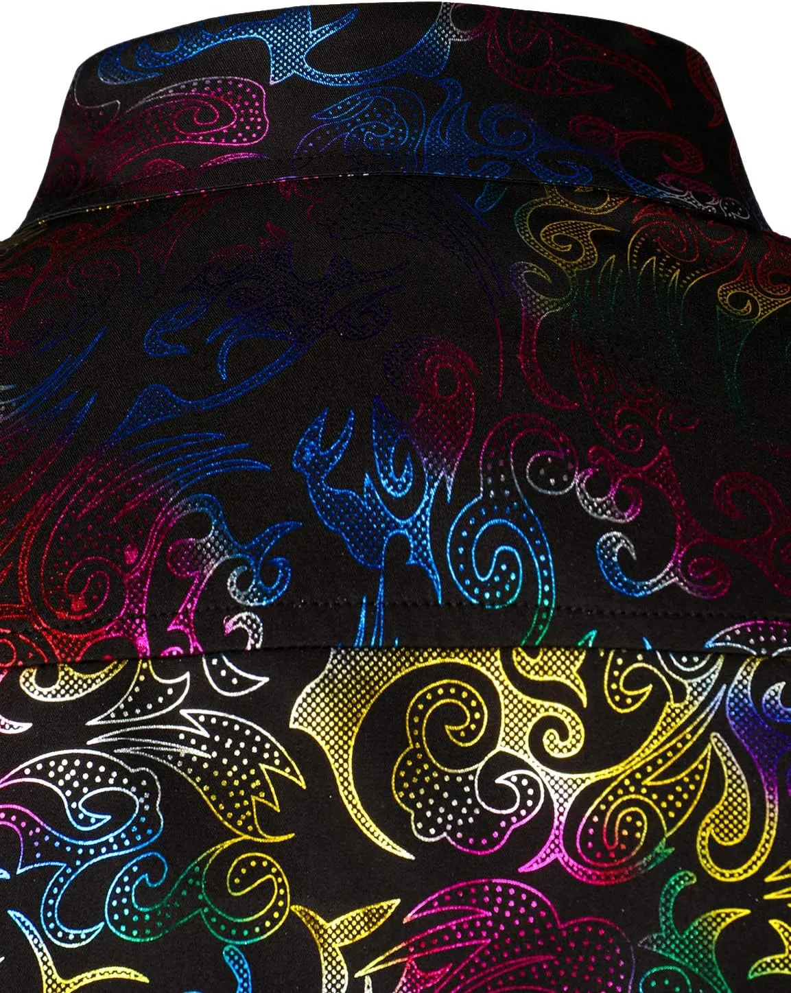 ZEROYAA Men's Luxury Gold Prom Design Slim Fit Long Sleeve Button up Party Dress Shirts