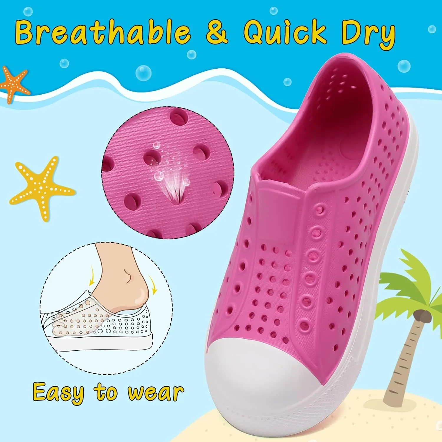 ziitop Kids Toddler Water Shoes for Boys Girls Baby Sandals Sneakers Beach Garden Swim, Anti-Slip Breathable Quick Dry Lightweight Slip-on (Toddler/Little Kid/Big Kid)
