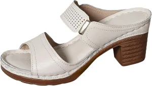ZSpzx Women's Heeled Sandals Two Strap Open Toe Mid Ankle Sandal Comfortable Casual Slippers Low Block Chunky Heels Slip On Womens Summer Backless Mules Slide Walking Shoes for Daily Wear